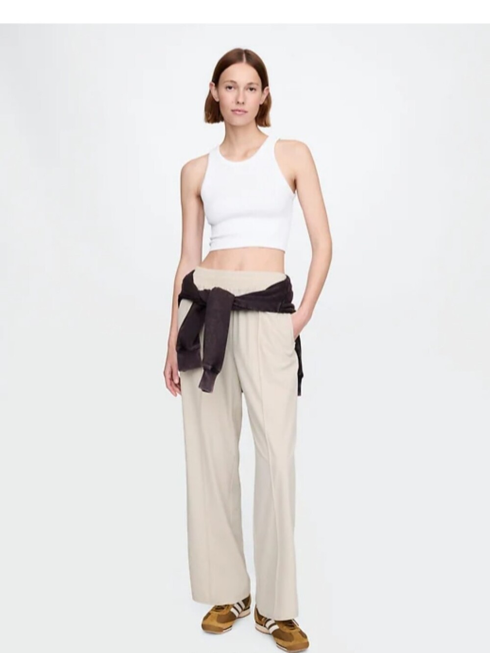 GapFit Tech High Rise Split-Hem Pants Women’s Large NWOT Beige Cream